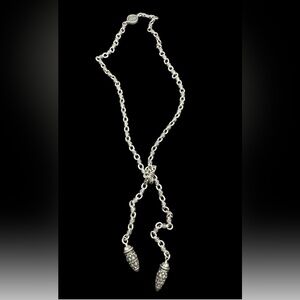 Heavy 2008 Primal Elegant Biker Chain Sterling Silver Lariat Necklace 34”